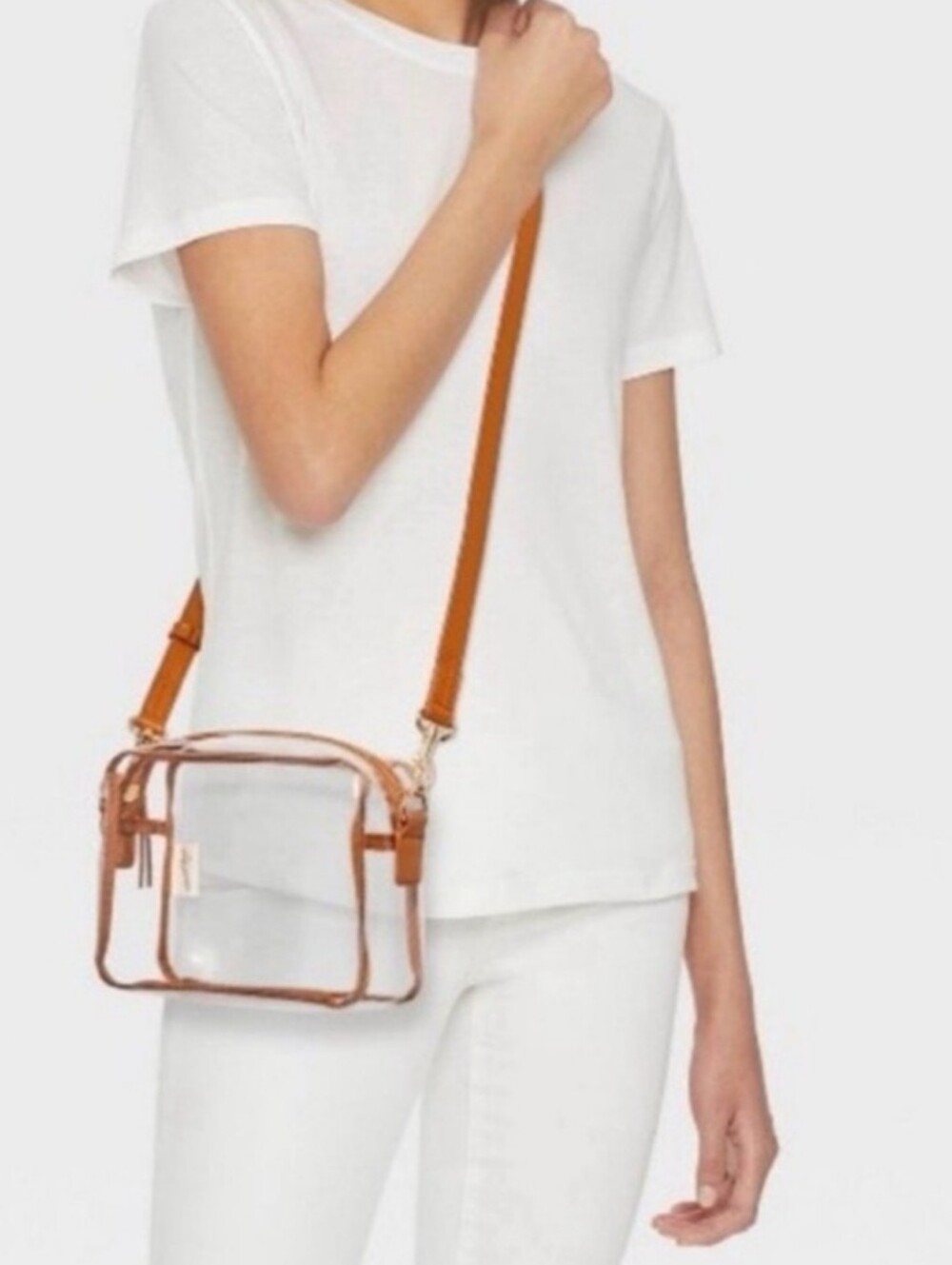 ❤️10/$13 New Clear PVC Crossbody Bag with Orange Cognac Trim